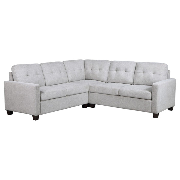 English Elm Creston Three Piece Fabric Sectional Sofa with Tufted Back and Track Arms Beige B062S01531