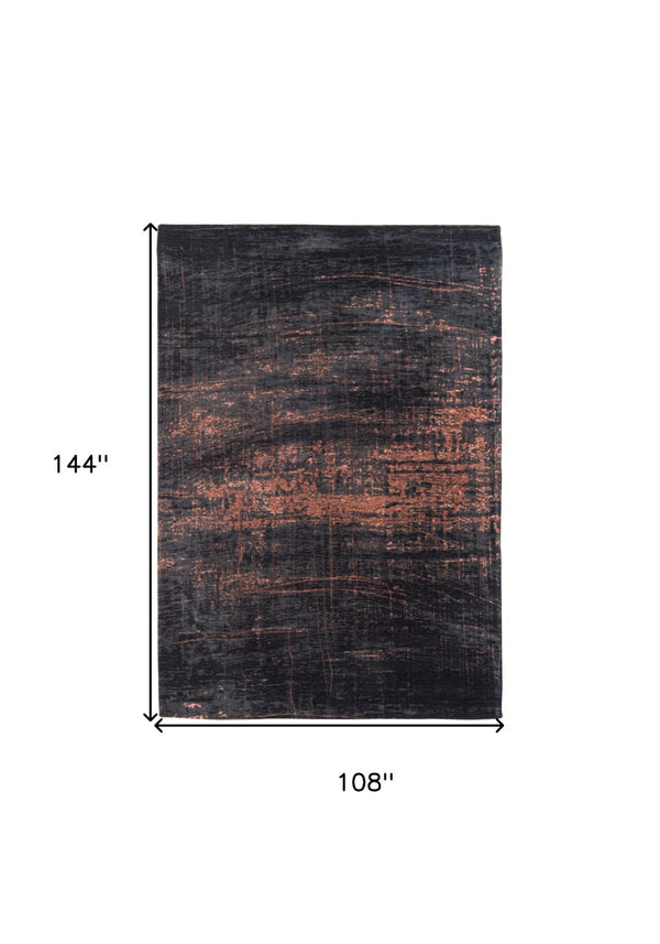 HomeRoots 9' X 13' Black and Gold Abstract Area Rug – Stylish Non-Skid Design for Modern Spaces & High Traffic 548545