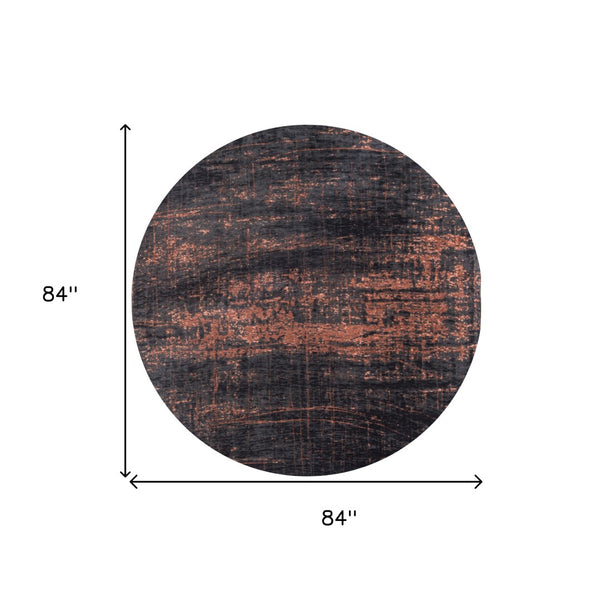 HomeRoots 3'' Black and Gold Abstract Non-Skid Area Rug - Stylish, Durable Design for Modern Spaces and Entryways 8' Round 548547