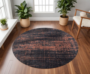 HomeRoots 3'' Black and Gold Abstract Non-Skid Area Rug - Stylish, Durable Design for Modern Spaces and Entryways 8' Round 548547
