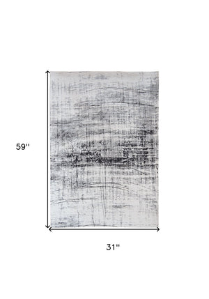 HomeRoots 3' Modern Black and White Abstract Non-Skid Area Rug for Stylish Home Decor and Everyday Use 3' X 5' 548548