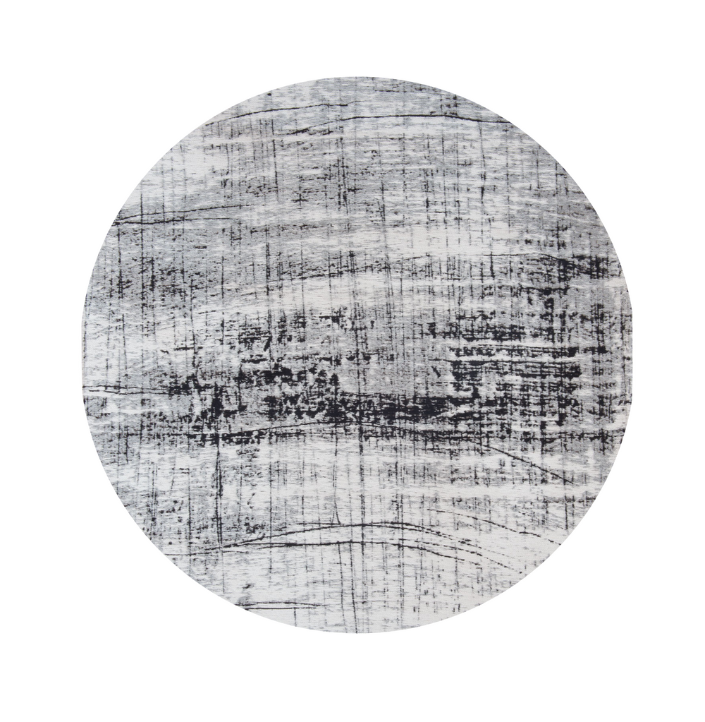 Homeroots 5' Black And White Round Abstract Non Skid Area Rug  100% Pet 548554