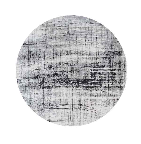 Homeroots 5' Black And White Round Abstract Non Skid Area Rug  100% Pet 548554