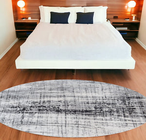 HomeRoots 3' Modern Black and White Abstract Non-Skid Area Rug for Stylish Home Decor and Everyday Use 8' Round 548555