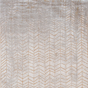 Homeroots 3' X 5' Gray And Yellow Chevron Non Skid Area Rug  100% Pet 548556