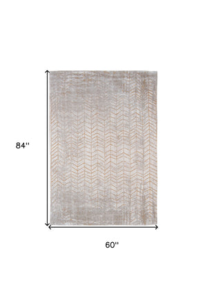 Homeroots 6' X 8' Gray And Yellow Chevron Non Skid Area Rug  100% Pet 548558