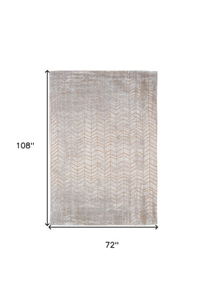 Homeroots 7' X 9' Gray And Yellow Chevron Non Skid Area Rug  100% Pet 548559