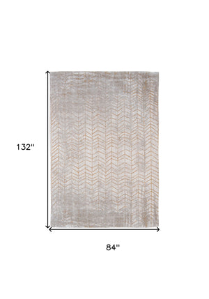 Homeroots 8' X 11' Gray And Yellow Chevron Non Skid Area Rug  100% Pet 548560