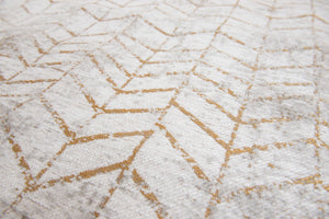 HomeRoots 9' Gray and Yellow Chevron Non-Skid Area Rug - Modern, Low-Profile Design for High-Traffic Spaces 548561