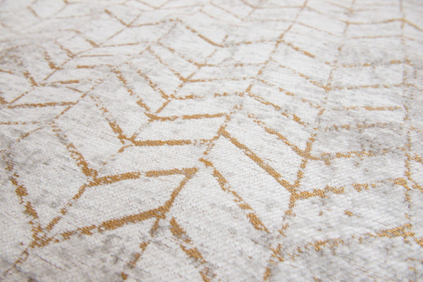 HomeRoots 9' Gray and Yellow Chevron Non-Skid Area Rug - Modern, Low-Profile Design for High-Traffic Spaces 548561