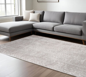 HomeRoots 3' Gray and White Chevron Area Rug - Modern Non-Skid Design for Entryways and Small Spaces 8' X 11' 548568