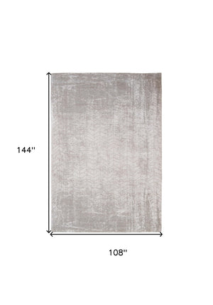 HomeRoots 9' Modern Gray and White Chevron Non-Skid Area Rug - Stylish, Durable, Perfect for High-Traffic Spaces 548569