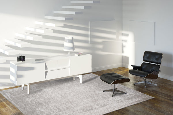 Homeroots 5' Gray And White Round Chevron Non Skid Area Rug  100% Pet 548570