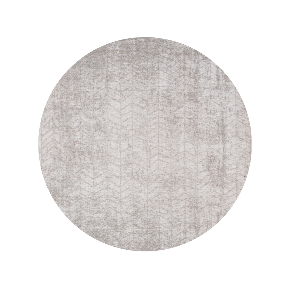 Homeroots 5' Gray And White Round Chevron Non Skid Area Rug  100% Pet 548570