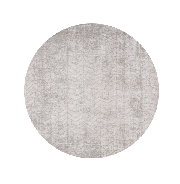 Homeroots 5' Gray And White Round Chevron Non Skid Area Rug  100% Pet 548570
