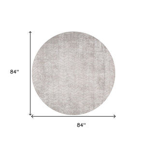 HomeRoots 3' Gray and White Chevron Area Rug - Modern Non-Skid Design for Entryways and Small Spaces 8' Round 548571