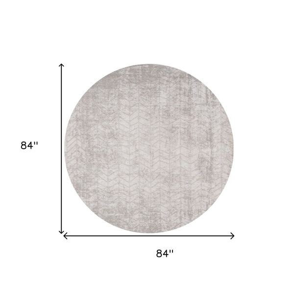 HomeRoots 3' Gray and White Chevron Area Rug - Modern Non-Skid Design for Entryways and Small Spaces 8' Round 548571