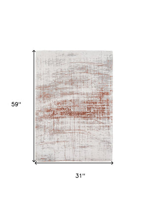 HomeRoots 3' Gray and Yellow Abstract Non-Skid Area Rug - Modern Style for Entryways and High-Traffic Spaces 3' X 5' 548572