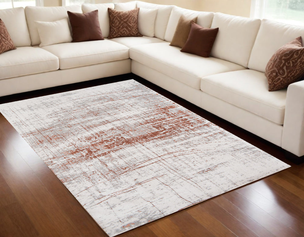 Homeroots 5' X 7' Gray And Yellow Abstract Non Skid Area Rug  100% Pet 548573