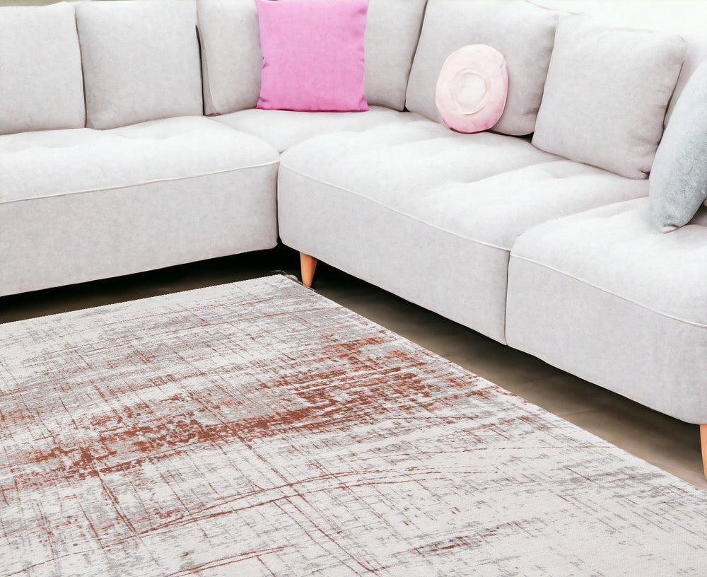 Homeroots 7' X 9' Gray And Yellow Abstract Non Skid Area Rug  100% Pet 548575