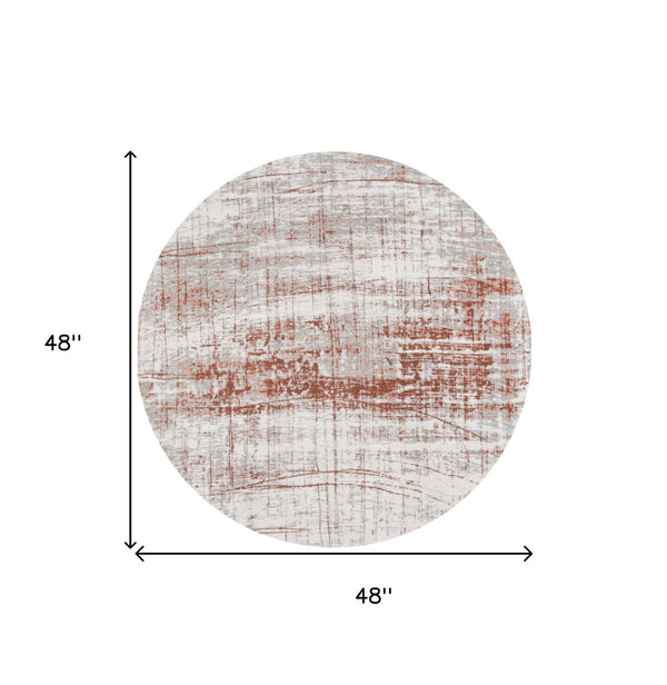 HomeRoots 3' Gray and Yellow Abstract Non-Skid Area Rug - Modern Style for Entryways and High-Traffic Spaces 5' Round 548578