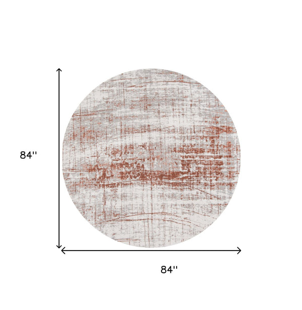 HomeRoots 3' Gray and Yellow Abstract Non-Skid Area Rug - Modern Style for Entryways and High-Traffic Spaces 8' Round 548579