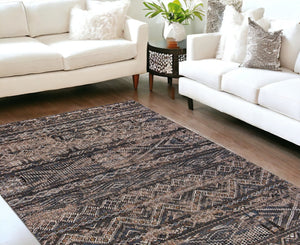 HomeRoots 9' X 13' Gray and Beige Non-Skid Oriental Area Rug - Elegant Design for Safe, Stylish Spaces! 548601