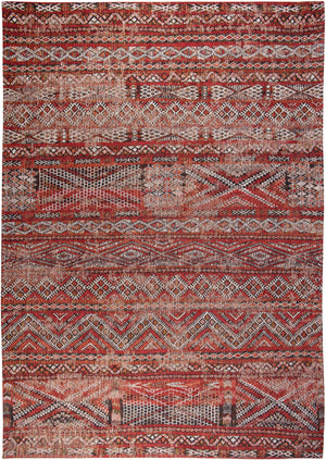 Homeroots 7' X 9' Red And Gray Oriental Non Skid Area Rug  100% Pet 548609