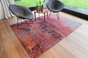 HomeRoots 9' Abstract Red and Gray Non-Skid Area Rug - Modern Style, Low-Pile Comfort for High-Traffic Spaces 548617