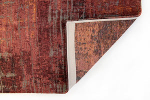 HomeRoots 9' Abstract Red and Gray Non-Skid Area Rug - Modern Style, Low-Pile Comfort for High-Traffic Spaces 548617