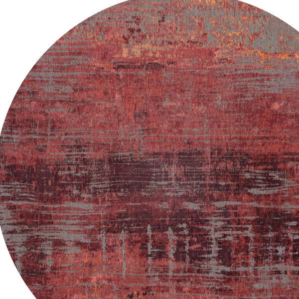 Homeroots 5' Red And Gray Round Abstract Non Skid Area Rug  100% Pet 548618