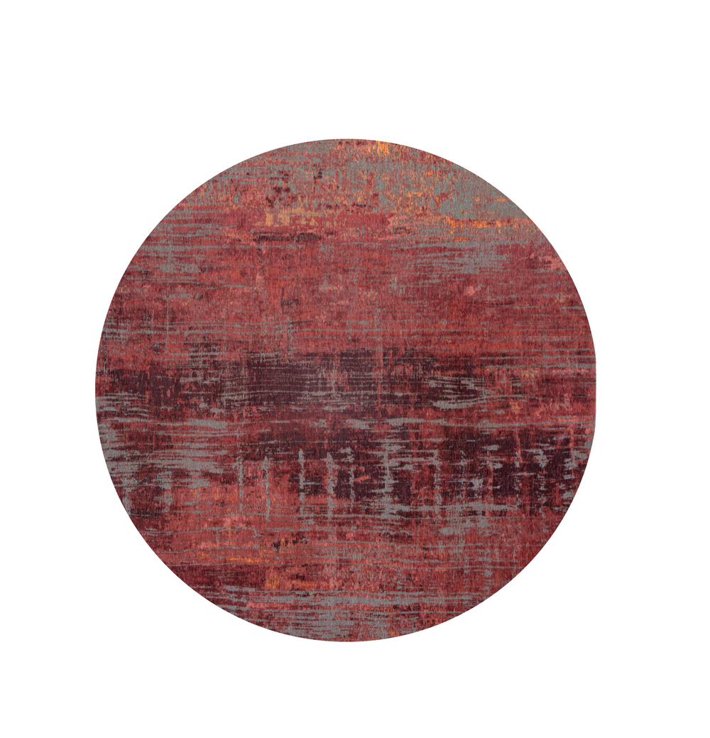 Homeroots 5' Red And Gray Round Abstract Non Skid Area Rug  100% Pet 548618