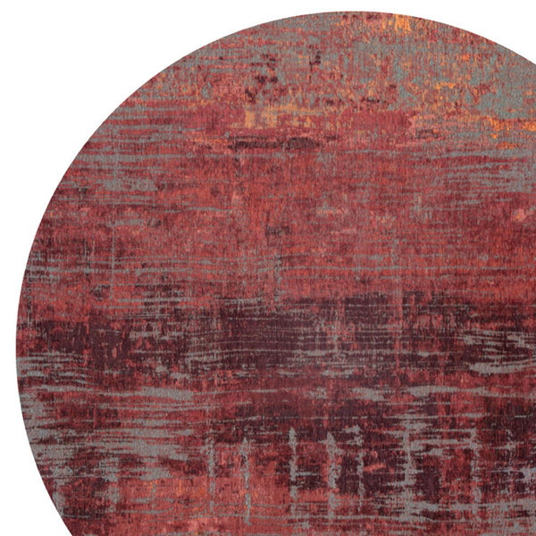 HomeRoots 3' Abstract Red and Gray Non-Skid Area Rug - Modern Style for High-Traffic Spaces and Easy Care 8' Round 548619
