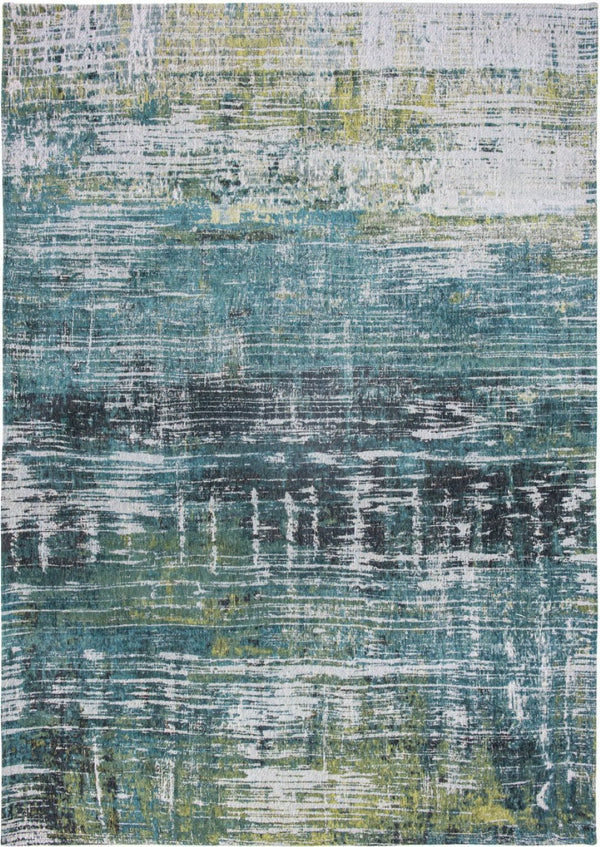 HomeRoots 5' Blue and Green Abstract Area Rug with Non-Skid Backing for Safe and Stylish Home Décor 5' X 7' 548620
