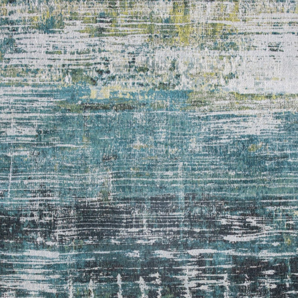 HomeRoots 5' Blue and Green Abstract Area Rug with Non-Skid Backing for Safe and Stylish Home Décor 5' X 7' 548620