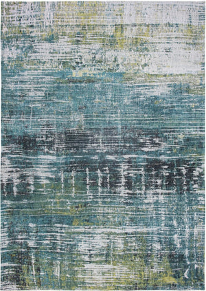 HomeRoots 5' Blue and Green Abstract Area Rug with Non-Skid Backing for Safe and Stylish Home Décor 7' X 9' 548622
