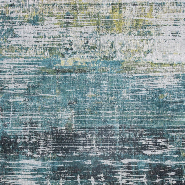 HomeRoots 5' Blue and Green Abstract Area Rug with Non-Skid Backing for Safe and Stylish Home Décor 7' X 9' 548622