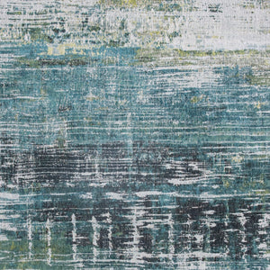 Homeroots 3' X 5' Blue And Green Abstract Non Skid Area Rug  100% Pet 548623