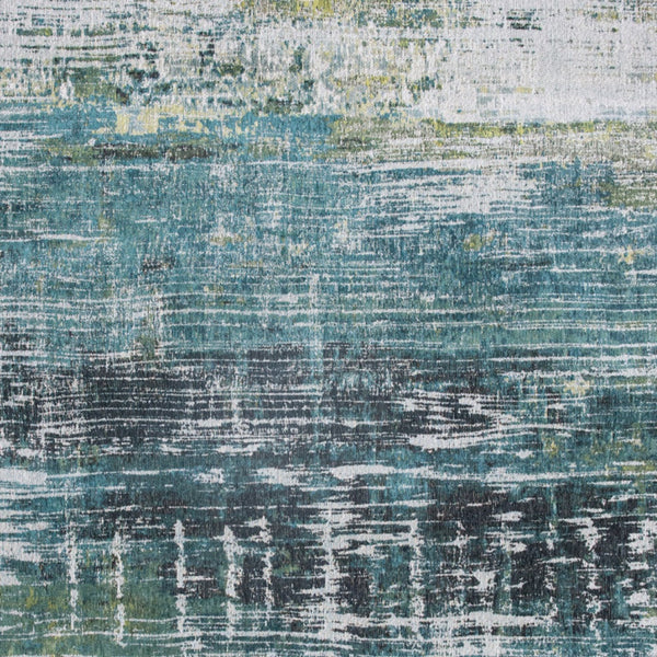 Homeroots 3' X 5' Blue And Green Abstract Non Skid Area Rug  100% Pet 548623