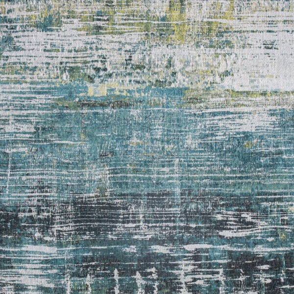 Homeroots 5' Blue And Green Round Abstract Non Skid Area Rug  100% Pet 548626