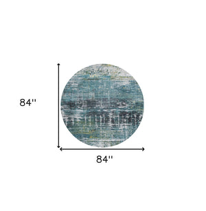 HomeRoots 5' Blue and Green Abstract Area Rug with Non-Skid Backing for Safe and Stylish Home Décor 8' Round 548627