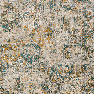 Homeroots 5' X 7' Blue And Green Abstract Non Skid Area Rug  100% Pet 548628