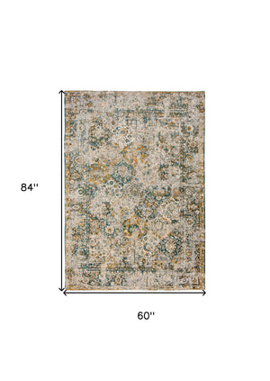 Homeroots 6' X 8' Blue And Green Abstract Non Skid Area Rug  100% Pet 548629