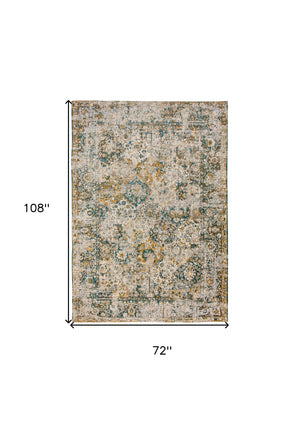 Homeroots 7' X 9' Blue And Green Abstract Non Skid Area Rug  100% Pet 548630