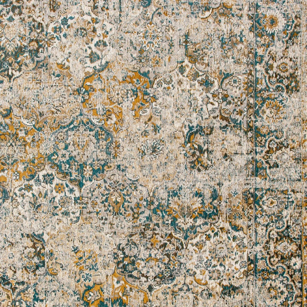 HomeRoots 5' Abstract Area Rug in Blue and Green - Modern Non-Skid Design for High-Traffic Indoor Spaces 8' X 11' 548631