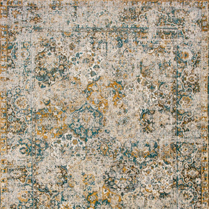 HomeRoots 5' Abstract Area Rug in Blue and Green - Modern Non-Skid Design for High-Traffic Indoor Spaces 8' X 11' 548631