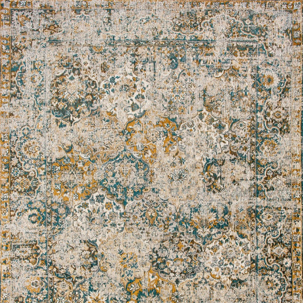 HomeRoots 5' Abstract Area Rug in Blue and Green - Modern Non-Skid Design for High-Traffic Indoor Spaces 8' X 11' 548631