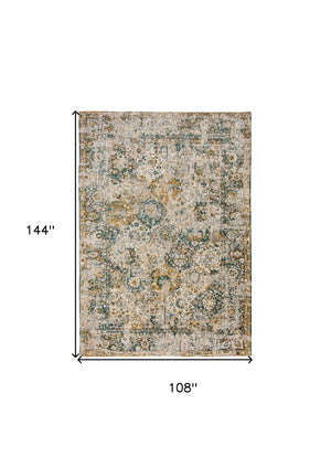 HomeRoots 9' Blue and Green Abstract Non-Skid Area Rug – Stylish, Safe, and Easy to Maintain for High-Traffic Spaces 548632
