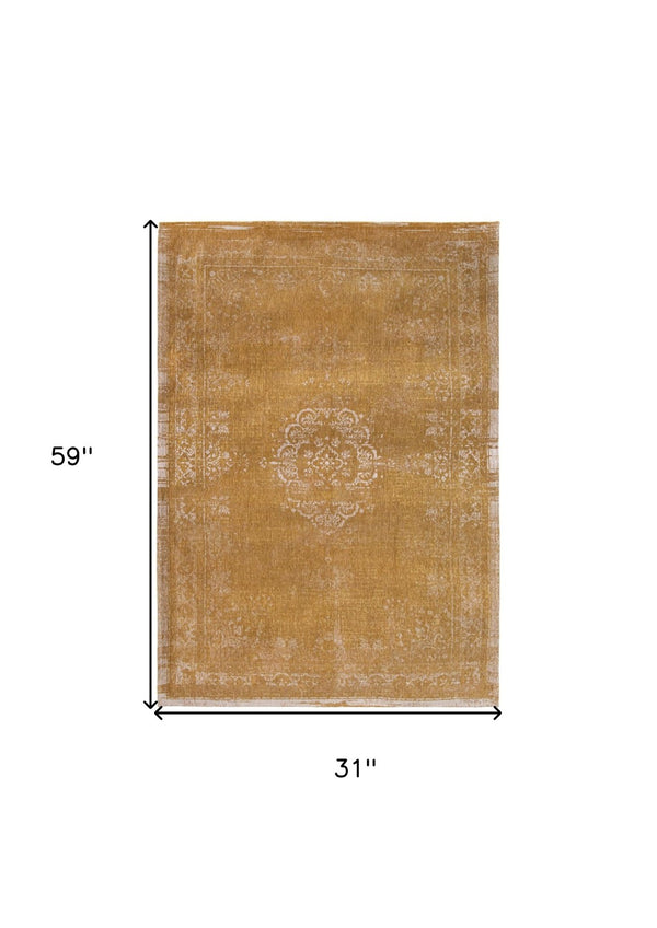 HomeRoots 3' Orange and White Medallion Non-Skid Area Rug – Vibrant, Durable, Perfect for Entryways & Kitchens 3' X 5' 548633