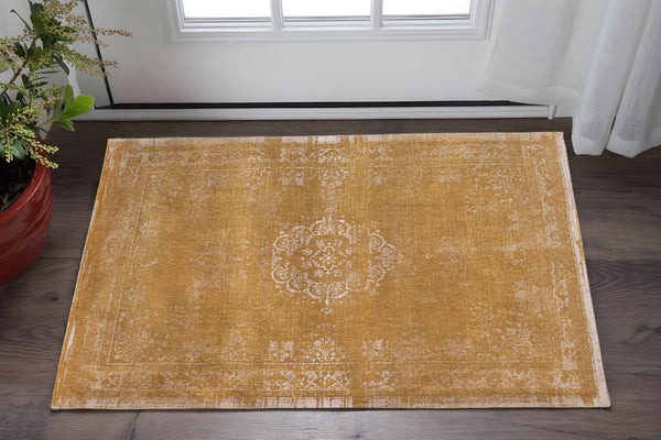 HomeRoots 3' Orange and White Medallion Non-Skid Area Rug – Vibrant, Durable, Perfect for Entryways & Kitchens 3' X 5' 548633